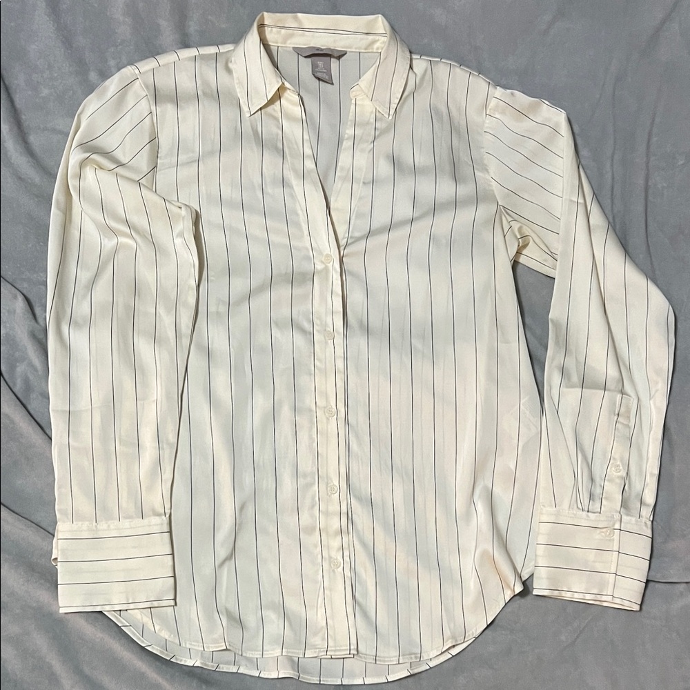 H&M Ivory Pinstripe Blouse